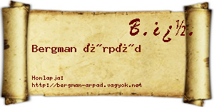 Bergman Árpád névjegykártya